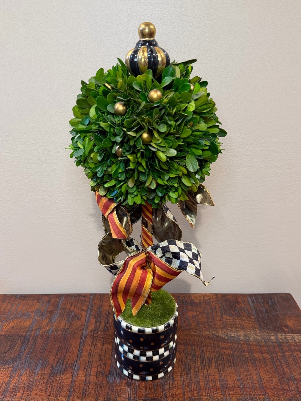 MacKenzie-Childs Courtly Check Boxwood Topiary